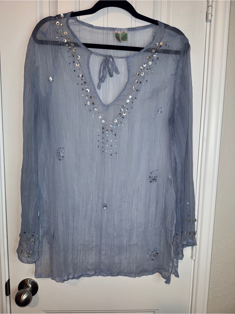 Vintage Y2K Sheer Beaded Embellished Blouse fairy festival